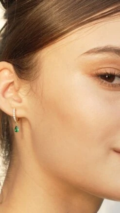 Leni Hoop Emerald Green 18K Gold Vermeil 32 Leni Hoop Emerald Green 18K Gold Vermeil -Lustre Jewelry Shop LENI HOOP EMERALD GOLD VERMEIL 343431111