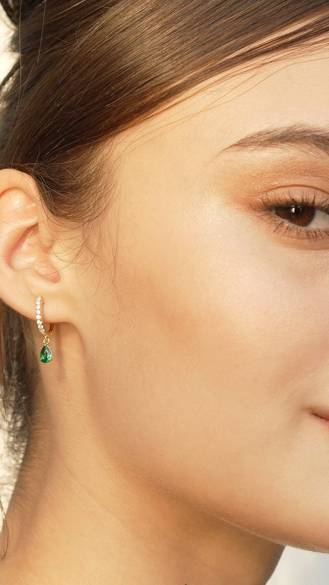 Leni Hoop Emerald Green 18K Gold Vermeil 16 Leni Hoop Emerald Green 18K Gold Vermeil - Image 14