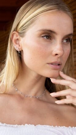 Lisbet Necklace White Gold Plated -Lustre Jewelry Shop LISBET NECKLACE SILVER 9393AA