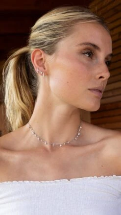 Lisbet Necklace White Gold Plated -Lustre Jewelry Shop LISBET NECKLACE SILVER 99SKKKAA