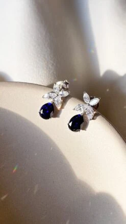 Lacey Pear Drop Earrings White Gold Plated -Lustre Jewelry Shop Lacey Pear Drop Earrings White Gold Plated KLSS