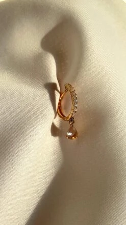 Leni Hoop Morganite 18K Gold Vermeil 20 Leni Hoop Morganite 18K Gold Vermeil -Lustre Jewelry Shop Leni Hoop Morganite Gold Vermeil 909011