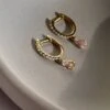 Leni Hoop Morganite 18K Gold Vermeil -Lustre Jewelry Shop LeniMicrosetHoop MO 2
