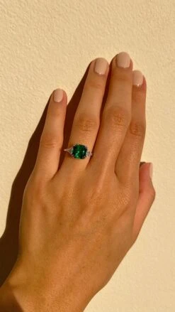 Leyton Flanders Emerald Ring White Gold Plated -Lustre Jewelry Shop LeytonFlandersEmeraldRing LS1