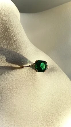 Leyton Flanders Emerald Ring White Gold Plated -Lustre Jewelry Shop LeytonFlandersEmeraldRing Still2