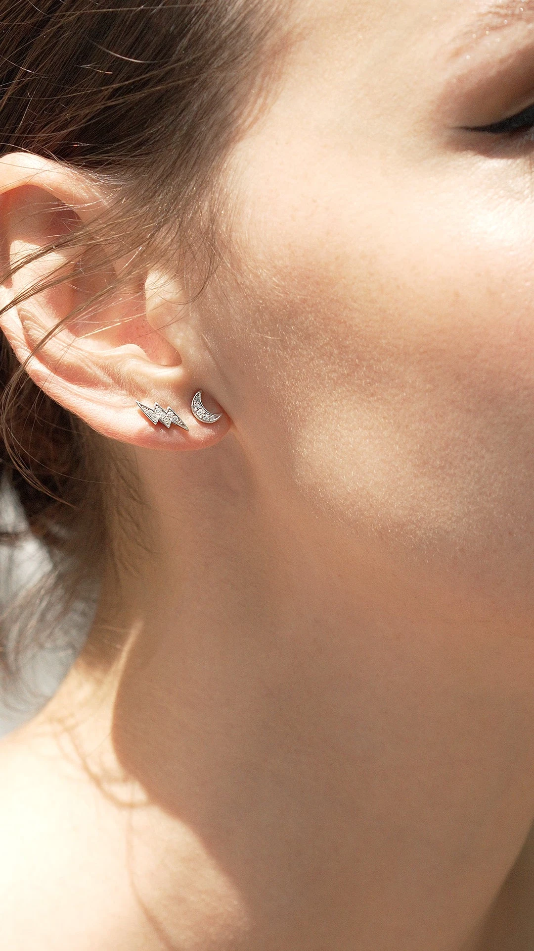 Moon Stud White Gold Plated 14 Moon Stud White Gold Plated - Image 12