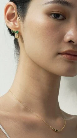 Luanne Emerald Earrings 18K Gold Vermeil 15 Luanne Emerald Earrings 18K Gold Vermeil -Lustre Jewelry Shop Luanne Emerald Earrings Gold Vermeil I89S8