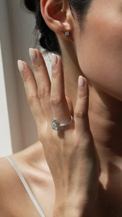 Irene Mini Single Stud 9K White Gold -Lustre Jewelry Shop Luella Pear Borderset Ring d8d8dcv