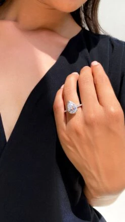 Luella Pear Borderset Ring White Gold Plated -Lustre Jewelry Shop LuellaRing WG 3