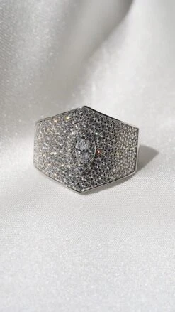 Makeda Ring White Gold Plated -Lustre Jewelry Shop MAKEDA RING WHITE GOLD PLATED KJ78SA