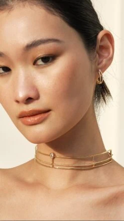 Araminta Collar Necklace 18K Gold Vermeil -Lustre Jewelry Shop MYLA EARRINGS GOLD VERMEIL 939JDDJ