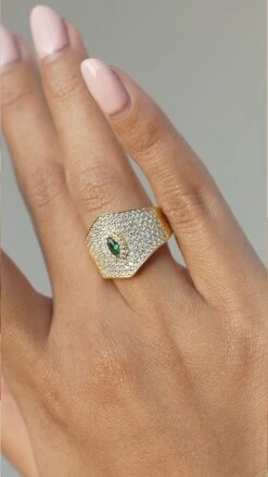 Makeda Emerald Ring 18K Gold Vermeil -Lustre Jewelry Shop Makeda Emerald Ring Gold Vermeil 7772