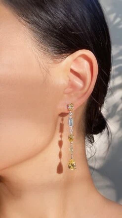 Oaklee Canary Drop Earrings White Gold Plated -Lustre Jewelry Shop Oaklee Canary Drop Earrings White Gold Plated 989AJKA