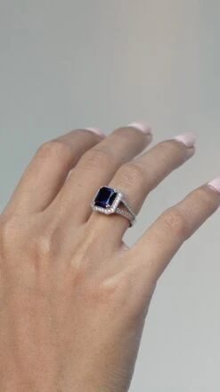 Percy Sapphire Ring White Gold Plated -Lustre Jewelry Shop PERCY SAPPHIRE RING SILVER 37373