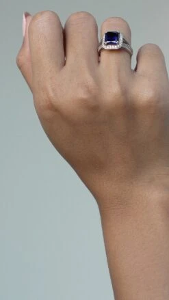 Percy Sapphire Ring White Gold Plated -Lustre Jewelry Shop PERCY SAPPHIRE RING SILVER 8282221