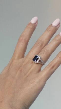 Percy Sapphire Ring White Gold Plated -Lustre Jewelry Shop PERCY SAPPHIRE RING SILVER 838332