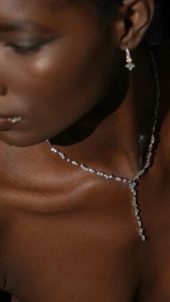 Parvi Necklace White Gold Plated -Lustre Jewelry Shop Parvi Necklace Silver IU78DS3