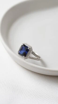 Percy Sapphire Ring White Gold Plated -Lustre Jewelry Shop Percy Sapphire Ring White Gold Plated 7UYS