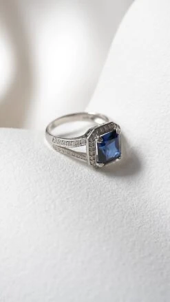 Percy Sapphire Ring White Gold Plated -Lustre Jewelry Shop Percy Sapphire Ring White Gold Plated OI8D