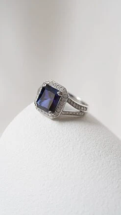 Percy Sapphire Ring White Gold Plated -Lustre Jewelry Shop Percy Sapphire Ring White Gold Plated U7DS