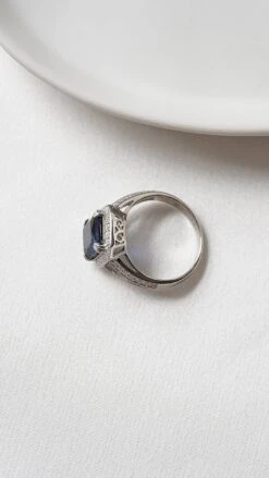 Percy Sapphire Ring White Gold Plated -Lustre Jewelry Shop Percy Sapphire Ring White Gold Plated UI87S