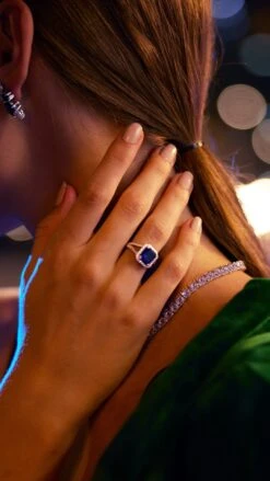 Percy Sapphire Ring White Gold Plated -Lustre Jewelry Shop PercyRing LS