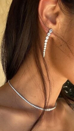 Quentin Necklace White Gold Plated -Lustre Jewelry Shop QuentinDropEarrings1222