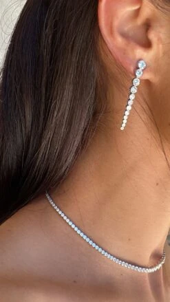 Quentin Drop Earrings White Gold Plated -Lustre Jewelry Shop QuentinDropEarrings133