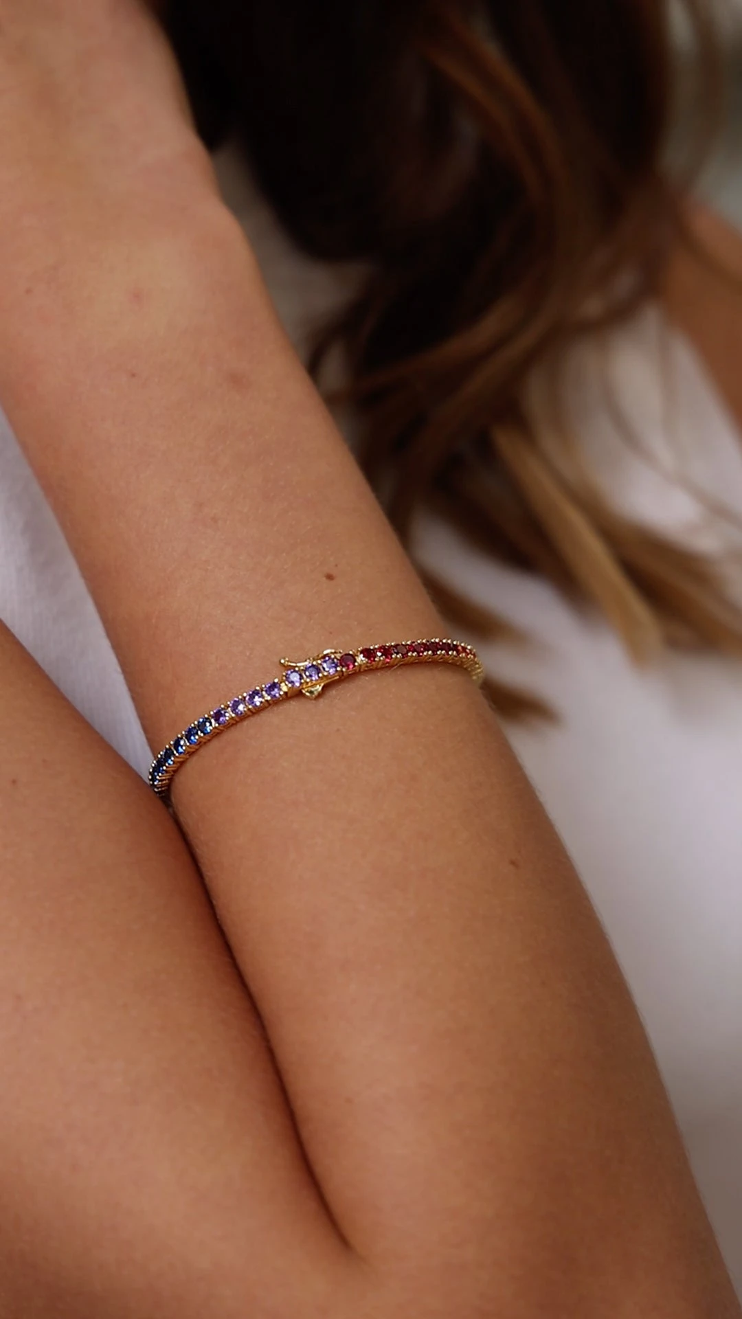 Rainbow Tennis Bracelet 18K Gold Vermeil 14 Rainbow Tennis Bracelet 18K Gold Vermeil - Image 12