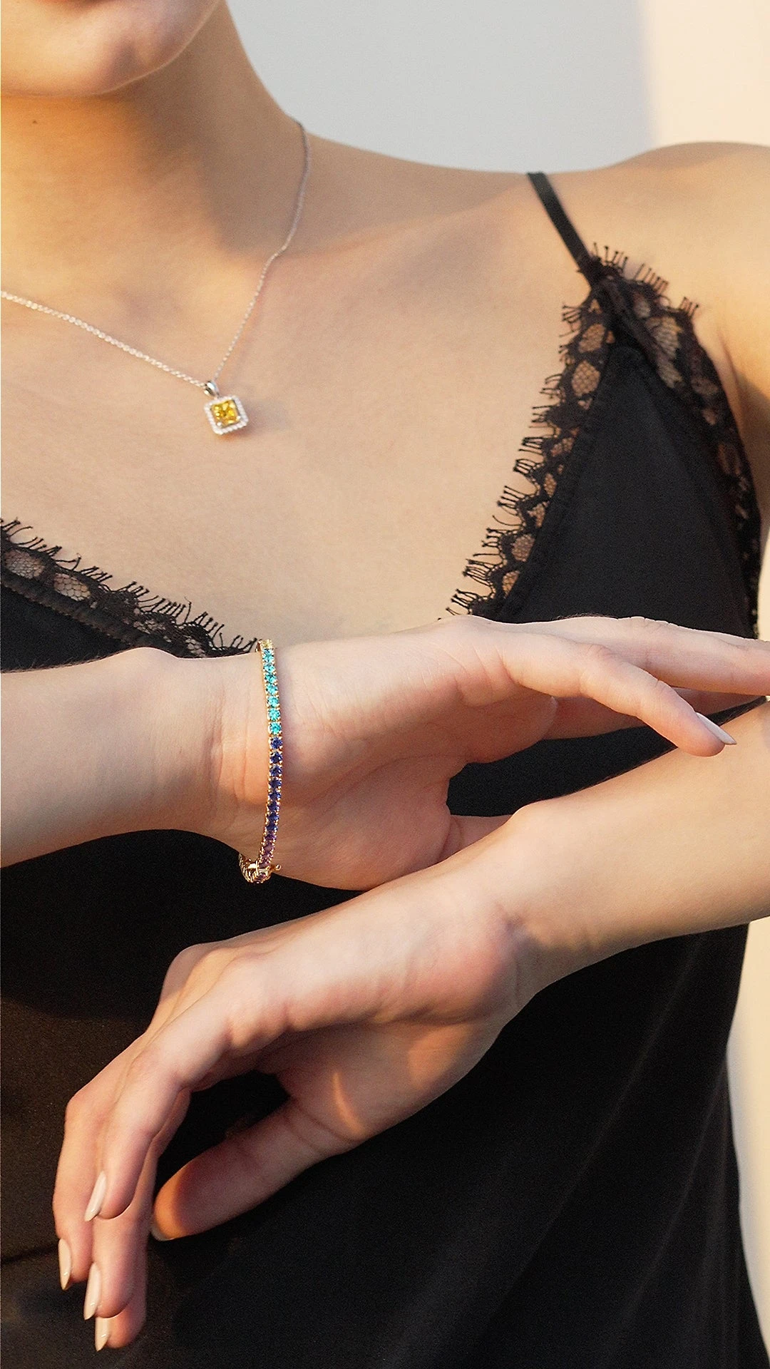 Rainbow Tennis Bracelet 18K Gold Vermeil 11 Rainbow Tennis Bracelet 18K Gold Vermeil - Image 9