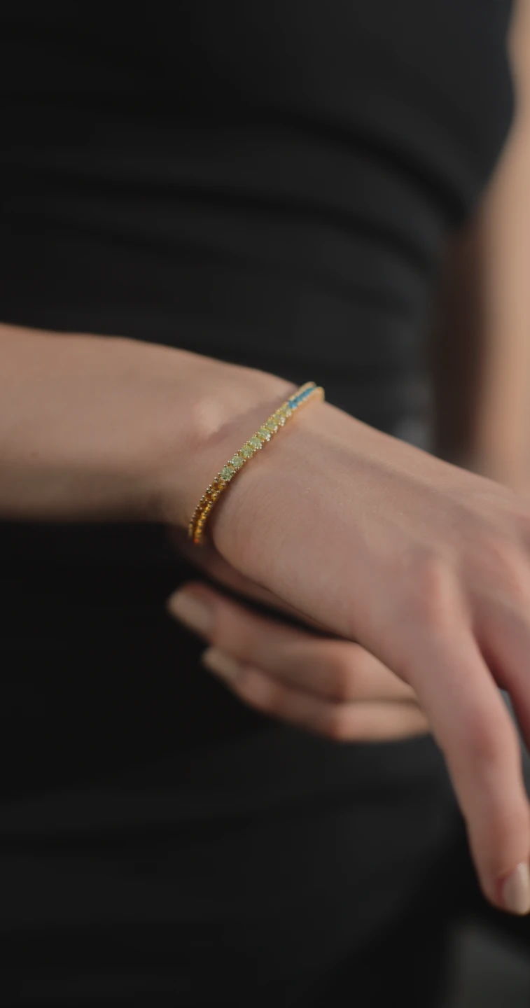 Rainbow Tennis Bracelet 18K Gold Vermeil 16 Rainbow Tennis Bracelet 18K Gold Vermeil - Image 14