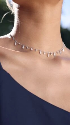 Ramy Necklace White Gold Plated -Lustre Jewelry Shop Ramy Necklace White Gold Plated d09klde