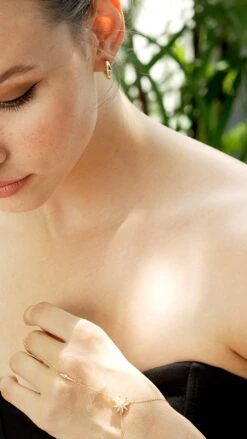 Lonny Hoops 18K Gold Vermeil -Lustre Jewelry Shop Rigel Hand Bracelet Gold Vermeil 87873