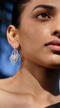 Rozeta Earrings White Gold Finish -Lustre Jewelry Shop Rozeta Earrings Silver 90sskl