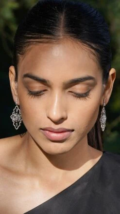 Rozeta Earrings White Gold Finish -Lustre Jewelry Shop Rozeta Earrings Silver 998d89sjkl