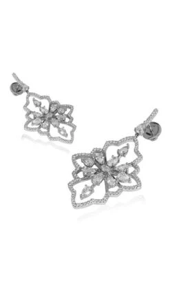 Rozeta Earrings White Gold Finish -Lustre Jewelry Shop Rozeta Earrings Silver SK88K
