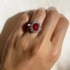 Rosemond Ruby Oval Ring White Gold Plated -Lustre Jewelry Shop RubyClusterOvalRing