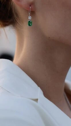 Shannon Green Emerald Euro Back Earrings White Gold Plated -Lustre Jewelry Shop SHANNONABAZXXXB f30fc3f9 90dd 41b1 bde0 77a62e63c1fb