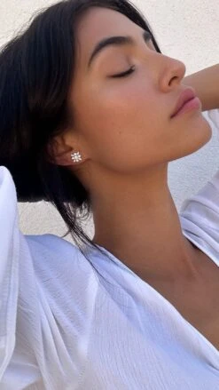 Snowflower Stud Earrings White Gold Plated -Lustre Jewelry Shop SNOWFLOWER STUD EARRINGS 89DSJJ