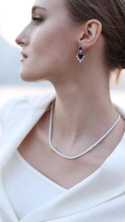 Syilx Sapphire Drops White Gold Plated -Lustre Jewelry Shop SYILX SAPPHIRE DROPS 3332xkx