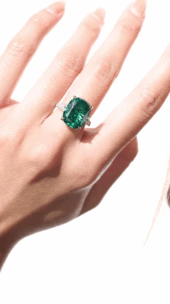 Tatum Emerald Cocktail Ring White Gold Plated -Lustre Jewelry Shop Screenshot2022 02 04at10.33.17pm