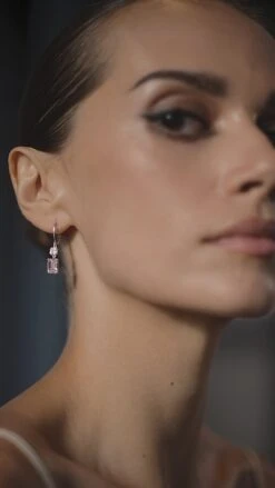 Shannon White Emerald Euro Back Earrings White Gold Plated -Lustre Jewelry Shop Shannon White Emerald Euro Back Earrings KJDKSS