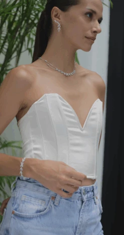 Skylar Necklace White Gold Plated -Lustre Jewelry Shop SkylarNecklaceSilver6