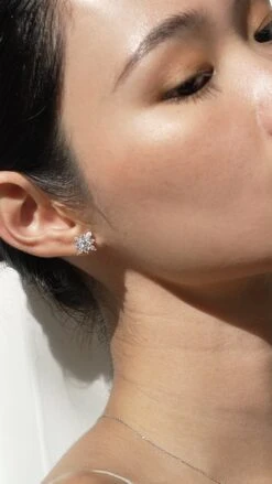Snowflower Stud Earrings White Gold Plated -Lustre Jewelry Shop Snowflower Stud Earrings 8D8D7SH