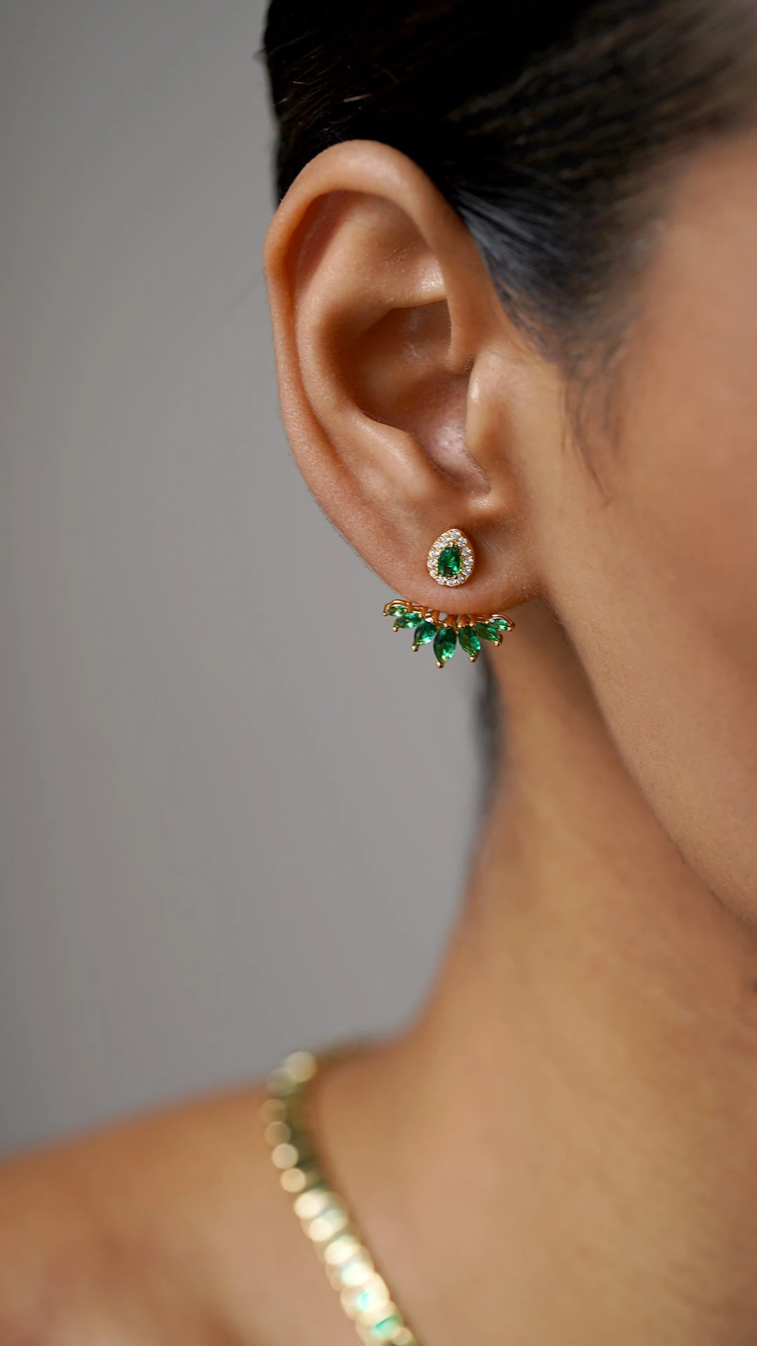 Suriya Emerald Ear Jackets 18K Gold Vermeil 11 Suriya Emerald Ear Jackets 18K Gold Vermeil - Image 9