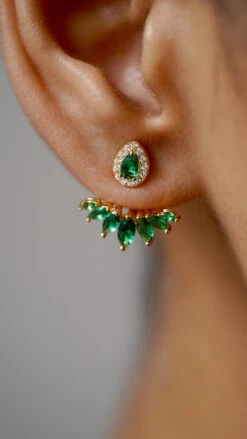 Suriya Emerald Ear Jackets 18K Gold Vermeil 21 Suriya Emerald Ear Jackets 18K Gold Vermeil -Lustre Jewelry Shop Suriya Emerald Ear Jackets 18K Gold Vermeil IU877D