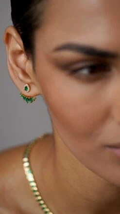 Suriya Emerald Ear Jackets 18K Gold Vermeil 20 Suriya Emerald Ear Jackets 18K Gold Vermeil -Lustre Jewelry Shop Suriya Emerald Ear Jackets 18K Gold Vermeil OI8998S