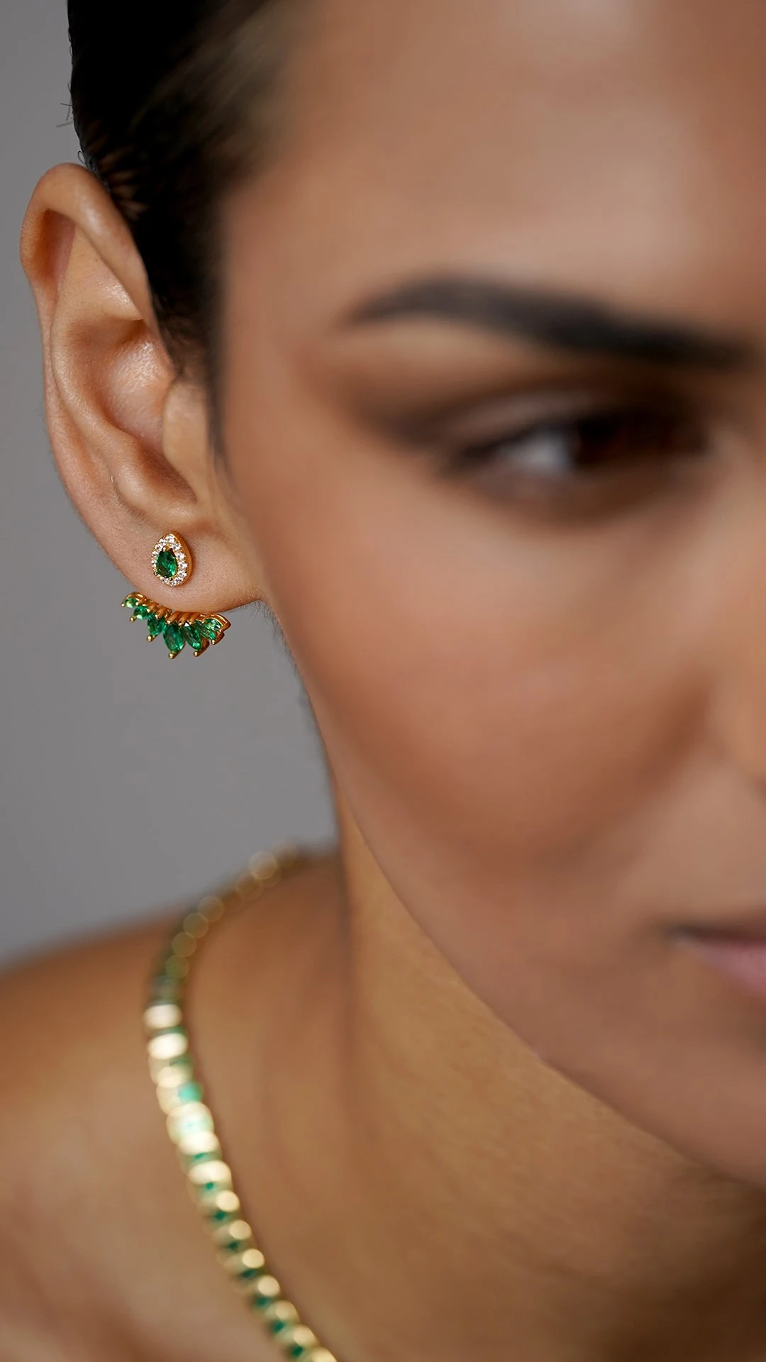 Suriya Emerald Ear Jackets 18K Gold Vermeil 6 Suriya Emerald Ear Jackets 18K Gold Vermeil - Image 4