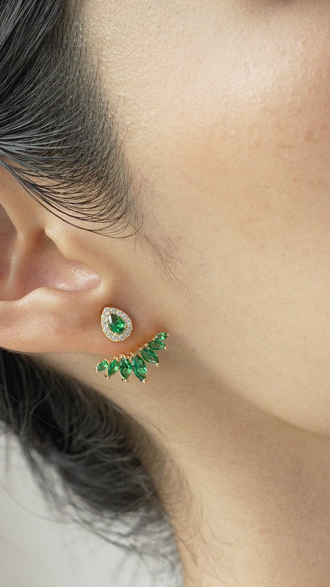 Suriya Emerald Ear Jackets 18K Gold Vermeil 9 Suriya Emerald Ear Jackets 18K Gold Vermeil - Image 7