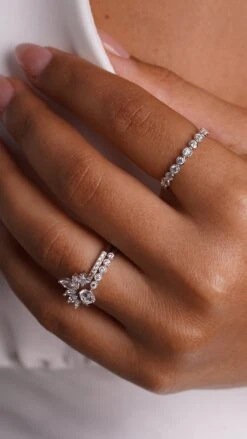 Suriya Ring Jacket White Gold Plated -Lustre Jewelry Shop Suriya Ring Jacket White Gold Plated 89IOAS9